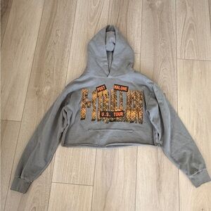 Post Malone Gray Cropped U.S. Tour Hoodie with Orange Graphic